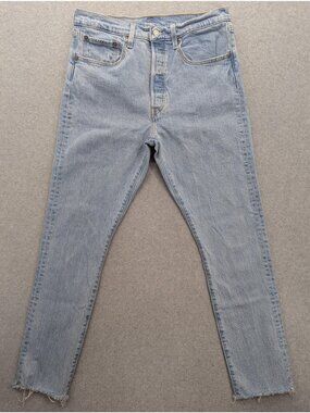 Levis 501 Jeans Mens 31x30 Blue Button Fly Straight Leg Raw Hem PC9 29502-0129